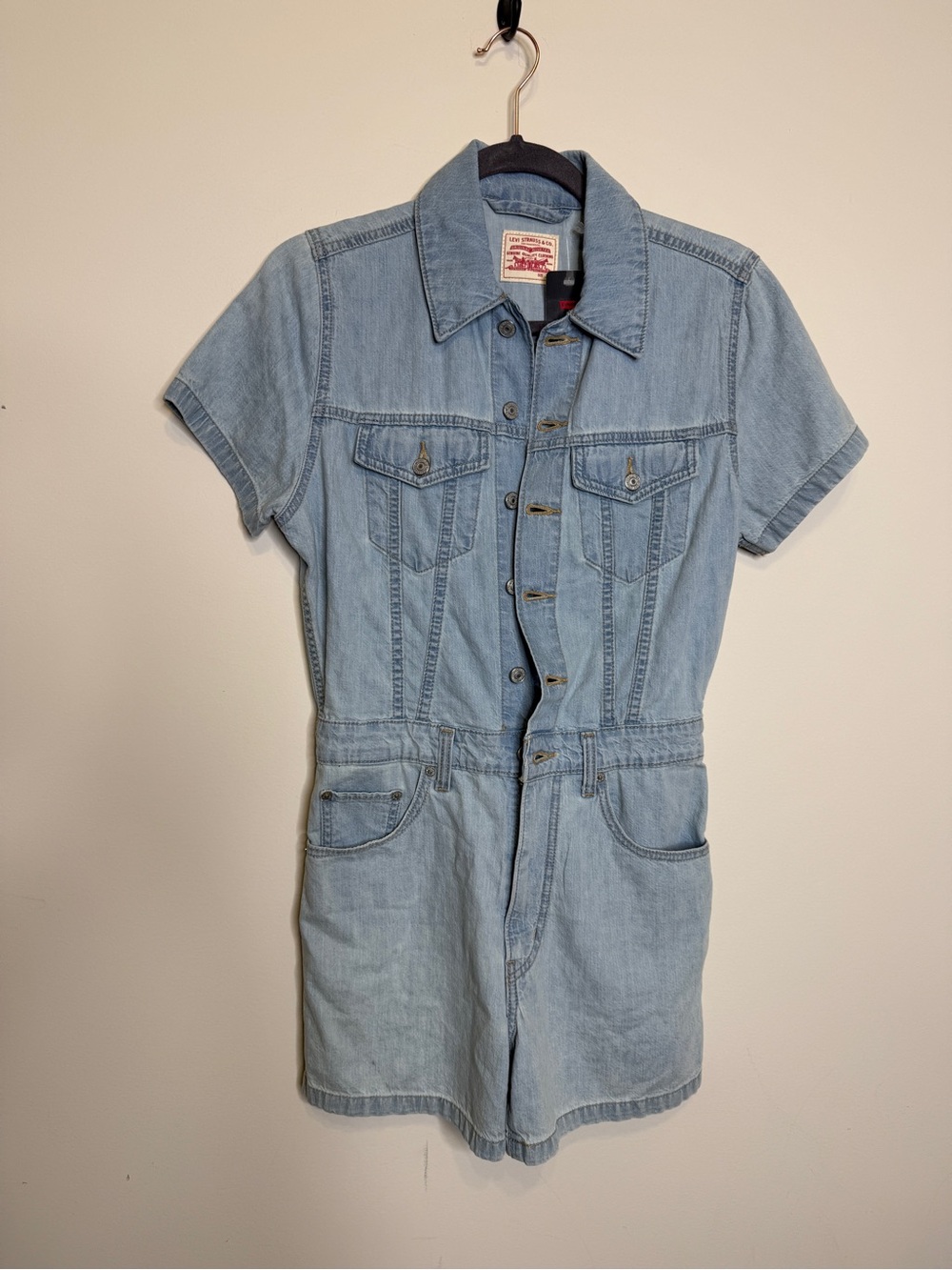 Levi's Light Blue Short Sleeve Denim Romper